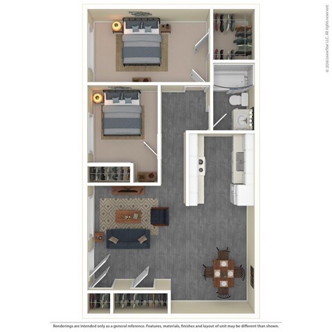 Floor plan for 2 beds, 1 bath, 800 sqft